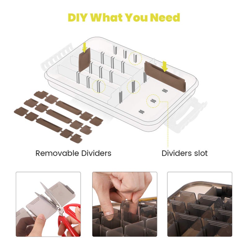 Gonex 3600 Tackle Trays 2 Packs, Sun Protection Waterproof Tackle Boxes for Fishing, Tea-Colored Clear Thicker Floating Airtight Tackle Box Organizers with DIY Dividers for Storage of Lures Hooks etc. - Image 5